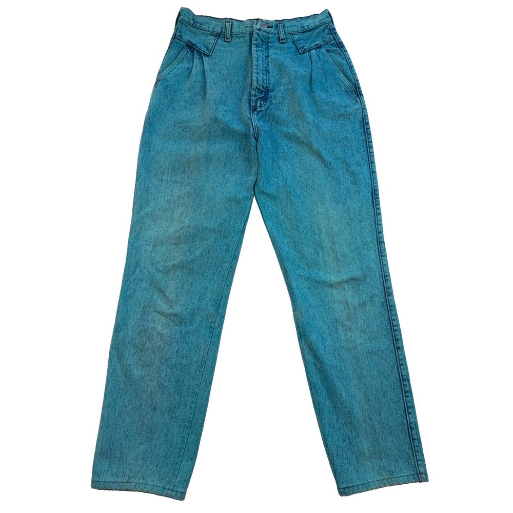 VTG 1990s Wrangler Silverlake Jeans 15 Turquoise Acid Wash Pleated High Rise